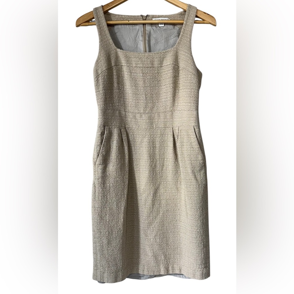 Banana Republic Women Woven Dress Sz 6 Beige A-line Empire Waist Career Business
